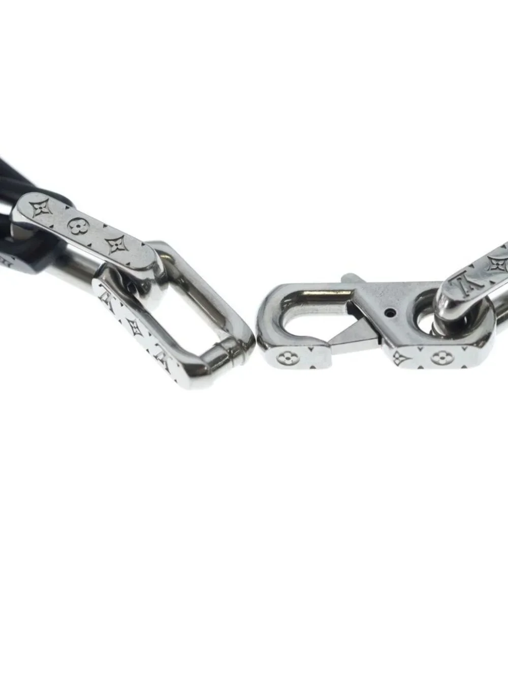 Louis Vuitton Collier Monogram Chain Necklace Silver Black